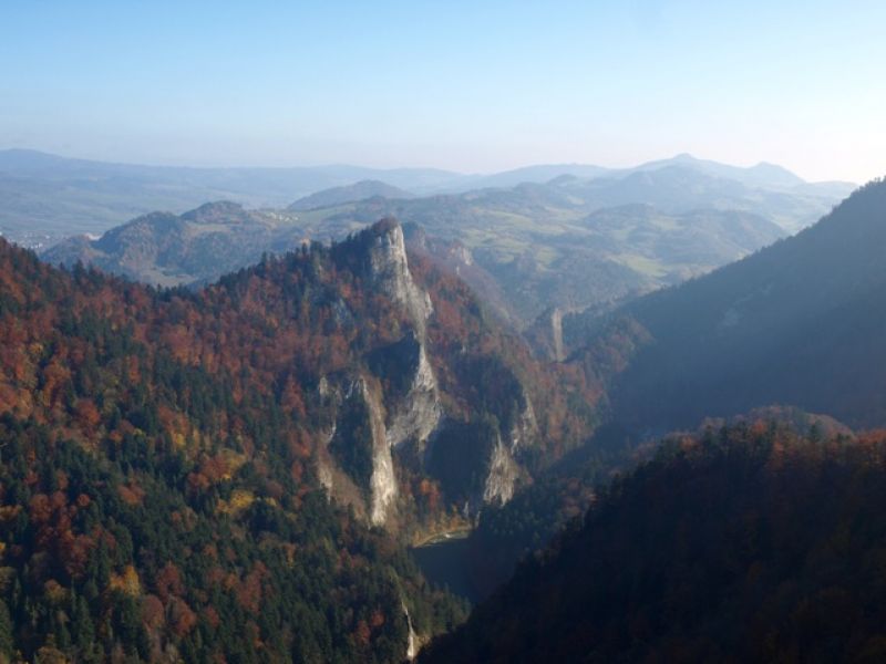 Zamkowa Góra , Pieniny - widok na Sokolicę i Małe Pieniny
